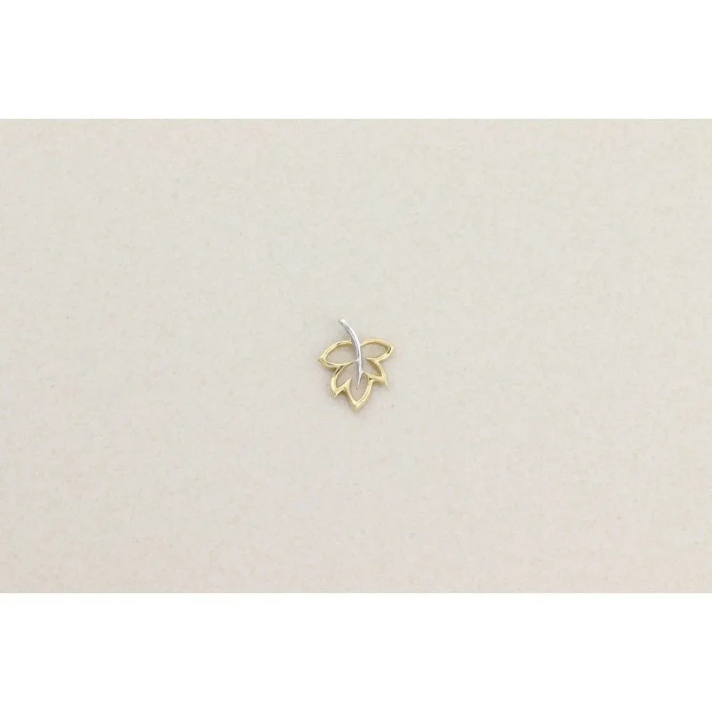 Pendant Only 14k White Gold and Yellow Gold Diamond Necklace Leaf Pendant - Picture 6 of 6